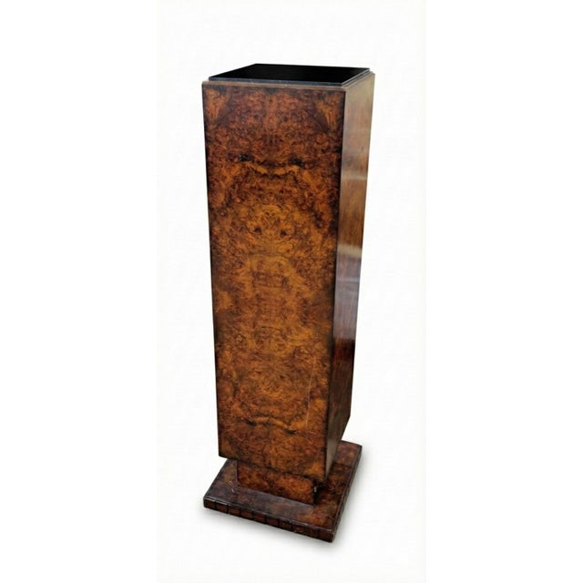 Art Deco Monumental 46" Maitland-Smith Burl Wood "Skyscraper" Pedestal - 1980s Postmodern Art Deco Revival For Sale - Image 3 of 12