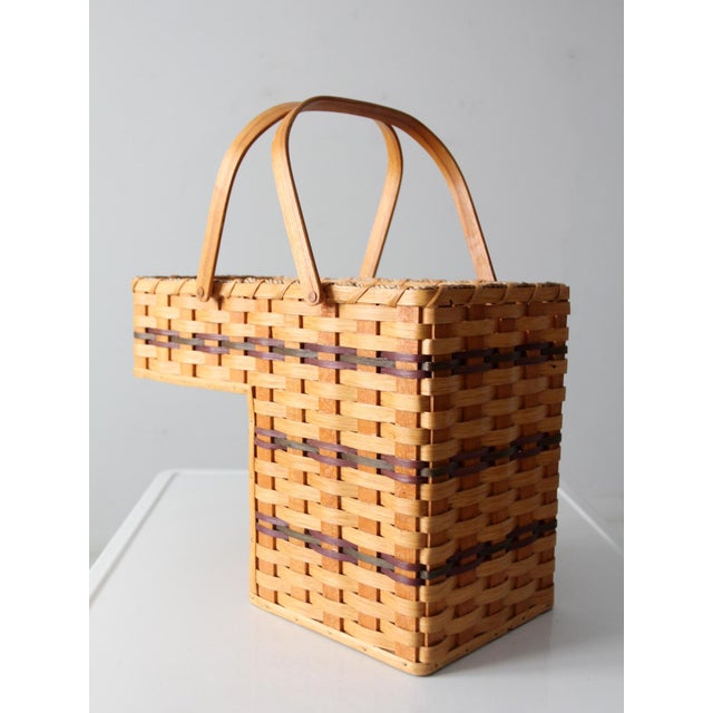 Vintage Splint Weave Stair Basket For Sale - Image 4 of 12