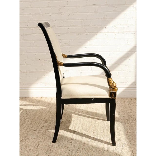 American Vintage Black & Gold Neoclassical Armchair For Sale - Image 3 of 12