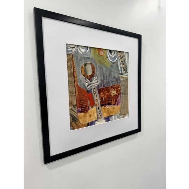 Mid-Century Modern Original Vintage Mid-Century Modern Surrealist Mixed-Media Collage Signed “Clutie” (Mid-1960s–Late 1970s) For Sale - Image 3 of 4