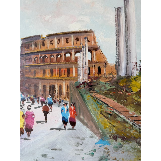 1980s Vintage Rome Colosseum Impressionist Oil Painting on Canvas – Framed For Sale - Image 5 of 12