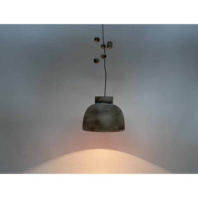 Large Brutalist Studio Ceramic Art Hanging Lamp with Cascading Ceramic Spheres attributed to Bücking-Börnsen, Germany, 1960s For Sale - Image 4 of 18