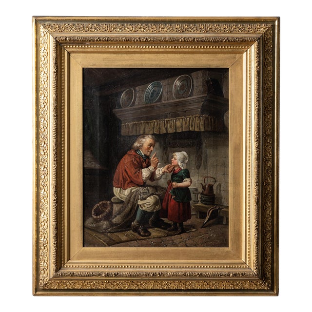 German Genre Painting Doctor’s Visit, 19th Century For Sale