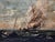 19th Century Victorian British Naval Marine Oil Painting HMS Bombay on Fire Off Montevideo 1864 After Beechey For Sale - Image 5 of 18