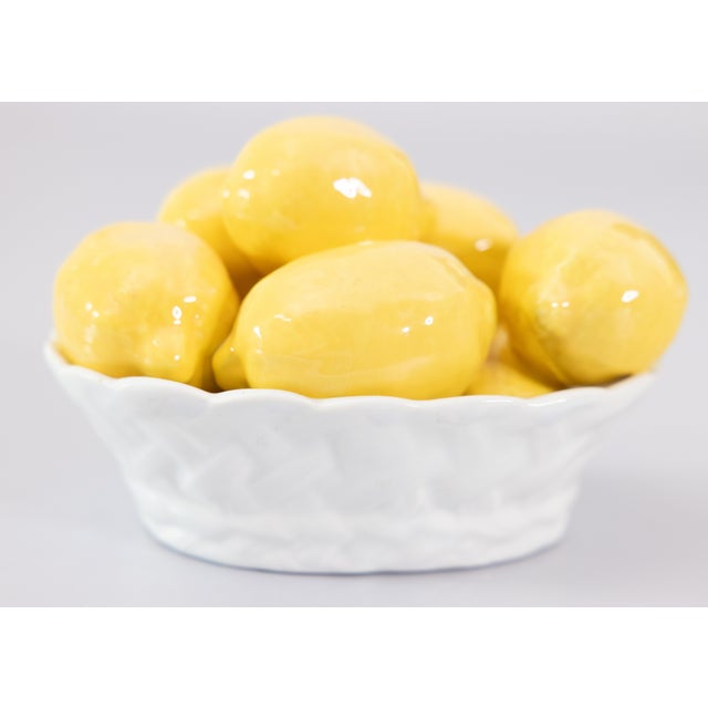 Farmhouse Vintage Italian Majolica Bowl of Lemons Centerpiece For Sale - Image 3 of 8
