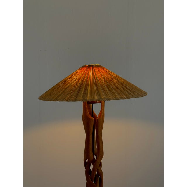 Sculptural Hand-Carved Table Lamp in Teak Wood, 1970s For Sale - Image 4 of 13