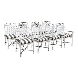 Vintage Black & White Set of 8 Armchairs in Grand Style of Mario Papperzini Rare Exquisite!! For Sale