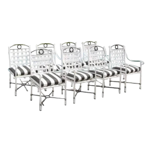 Vintage Black & White Set of 8 Armchairs in Grand Style of Mario Papperzini Rare Exquisite!!