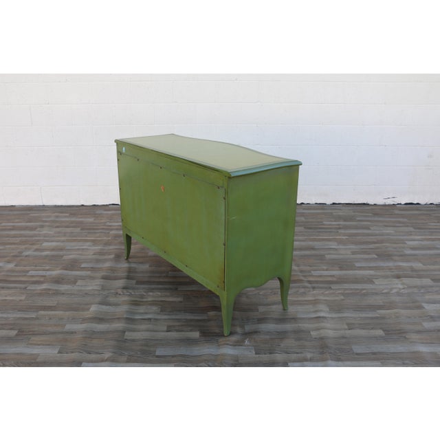 French Provincial Hand-Painted Green Five-Drawer Dresser, Circa 1950s For Sale - Image 16 of 18