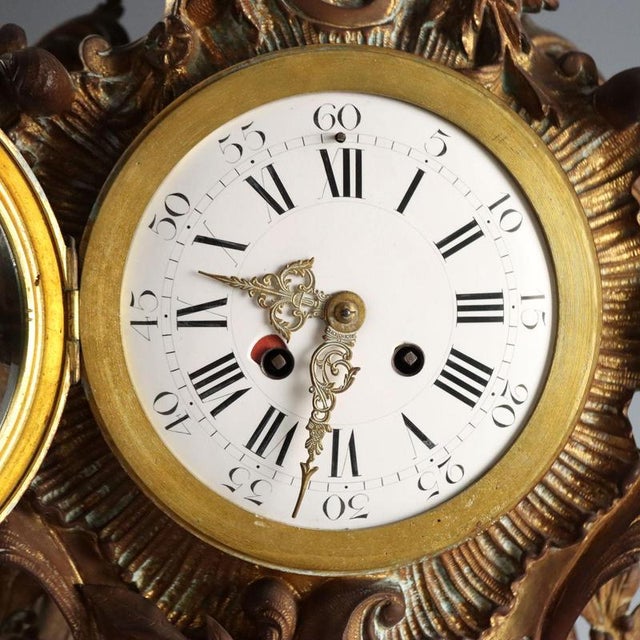 Antique Table Clock in Gilded Bronze, France, 19th Century For Sale - Image 4 of 11