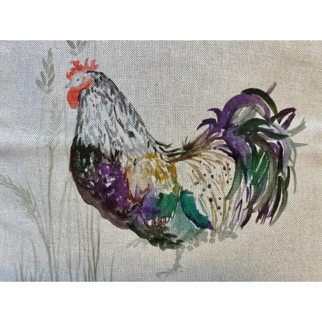 Textile 20” Square Pillow With a Rooster / Chicken Print - Made in U K For Sale - Image 7 of 10