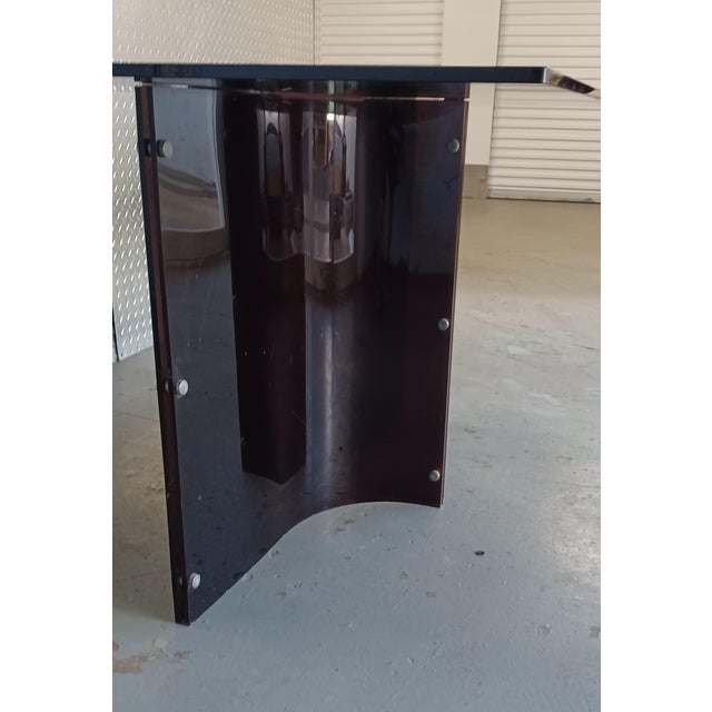 Black MCM Smoked Glass Dining/Conference Table With Black Lucite Base, in the Manner of Charles Hollis Jones For Sale - Image 8 of 10