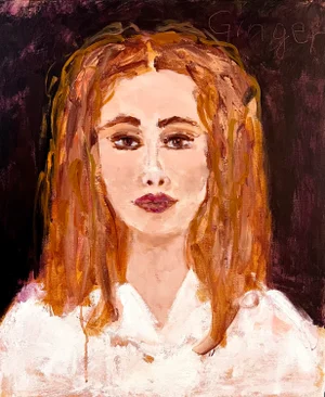 "Ginger" Original Expressionist Portrait Painting of a Woman with Red Hair by Sandy Welch