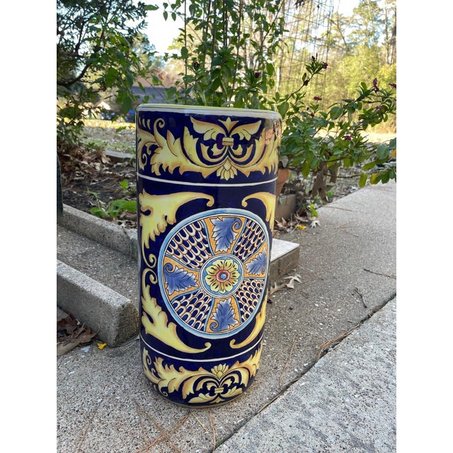 Vintage Mid 20th Century Italian Majolica Ceramic Umbrella Stick Stand For Sale - Image 13 of 14