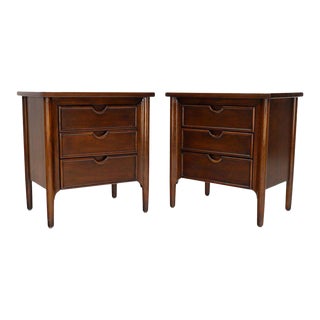 Exposed Sculptural Legs Three Drawers Nightstands End Tables Stands - a Pair For Sale