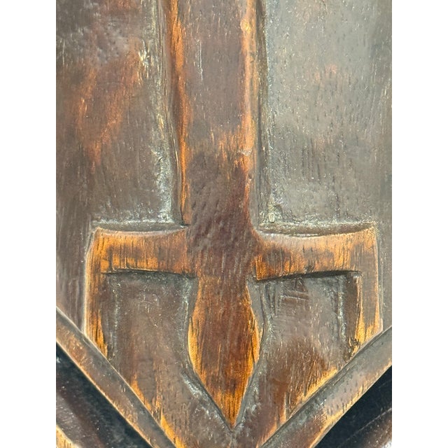 Brown African Hand Carved Wood Wall Mask For Sale - Image 8 of 12