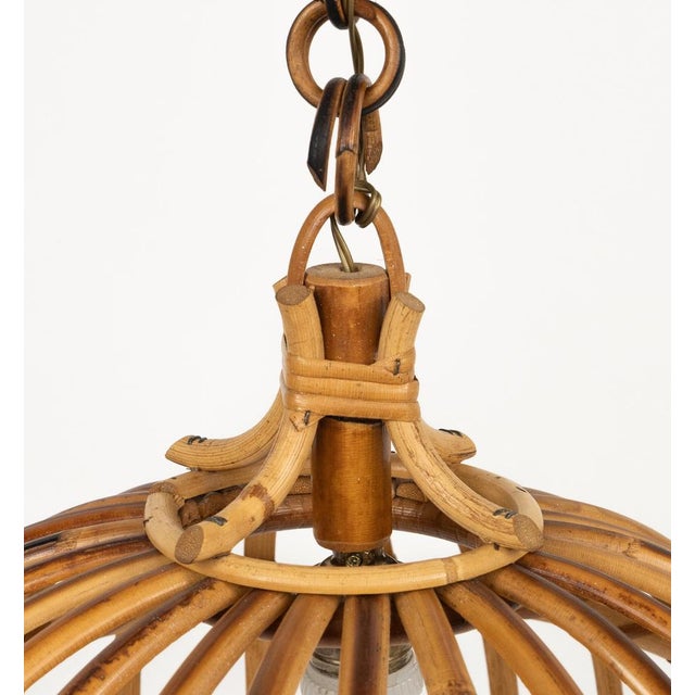 Mid-Century Hand-Crafted Rattan and Bamboo Chandelier Pendant, Italy, 1970s For Sale - Image 10 of 13