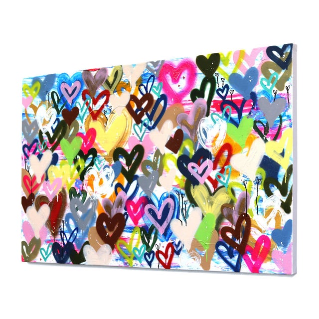 Contemporary Let's Dance Together - Large Original Abstract Heart Mixed Media Painting on Canvas For Sale - Image 3 of 9