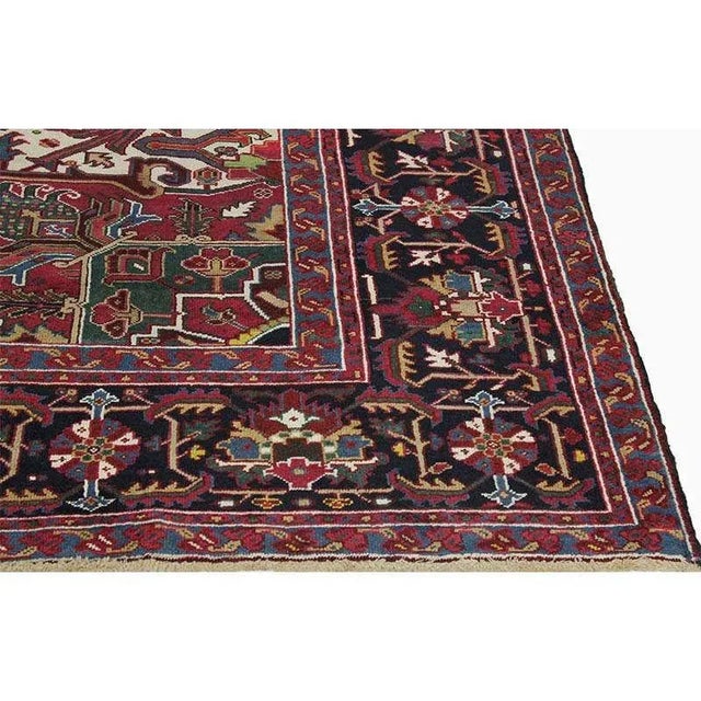 1930s Vintage Persian Heriz Area Rug 9’9″ X 10’10” For Sale In Dallas - Image 6 of 13