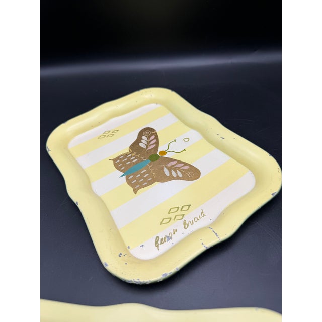 Vintage Set of 2 Georges Briard Hand-Painted Metal Trays – MCM For Sale - Image 10 of 10