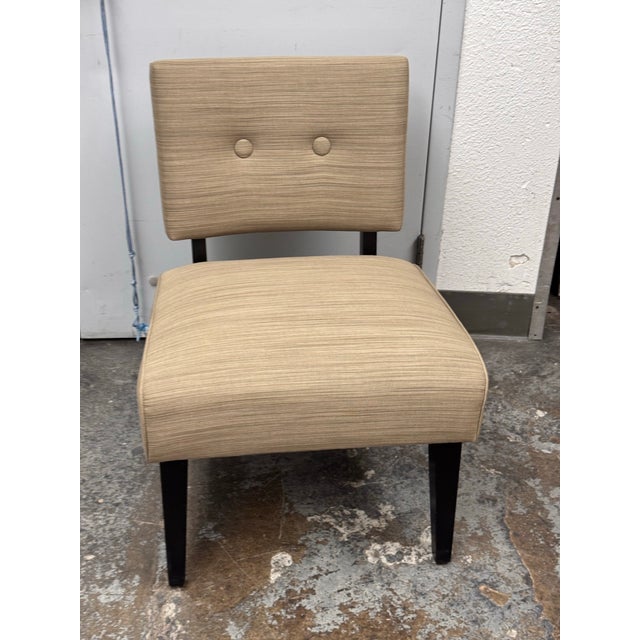 Beige Crate & Barrel Mid-Century Modern Style Slipper Chair For Sale - Image 8 of 12