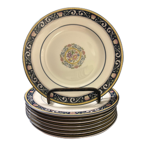 Mid 20th Century Wedgwood Bone China, England, Runnymede W4472 Dark Blue Bread & Butter Plates - Set of 8