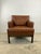 Mid-Century Modern Mid Century Modern Brown Vinyl Lounge Chair With Walnut Base For Sale - Image 3 of 12