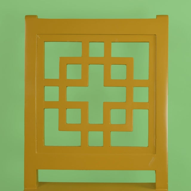 Chinoiserie 1960s Mustard Fretwork Desk Chair For Sale - Image 3 of 4