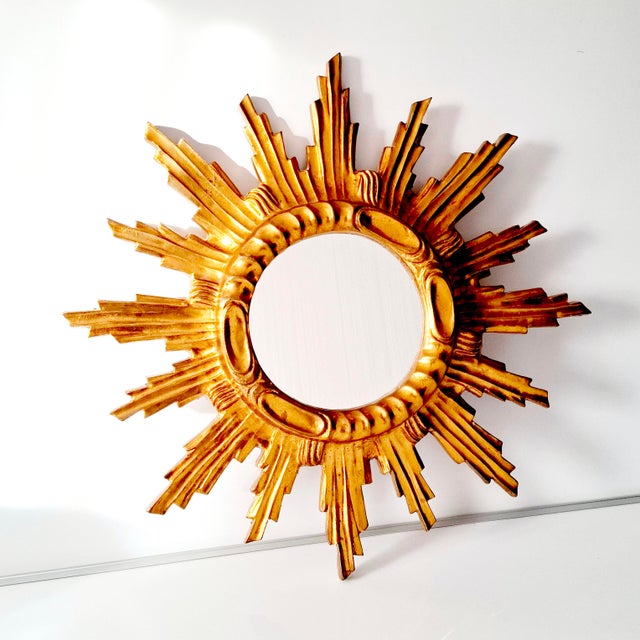 Large Vintage Wall Mirror in Sunburst Finish, 1960s For Sale - Image 14 of 16