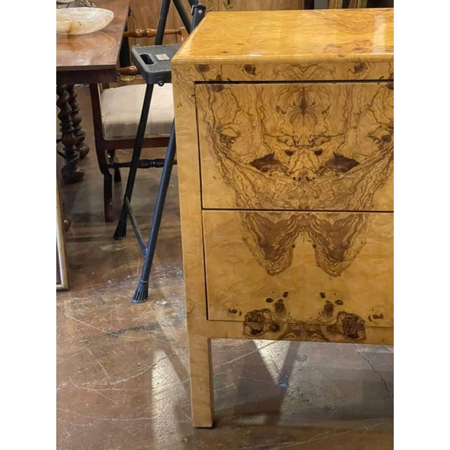 This product is a pair of elegant Italian Burlwood Commodes, adding a touch of sophistication to any room. Made from high-...