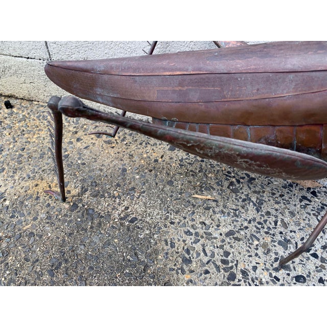 Metal Vintage Folk Art Copper Grasshopper in Blades of Copper Grass For Sale - Image 7 of 16