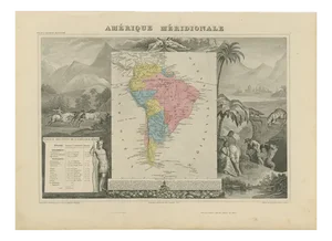 Antique Hand-Colored Map of South America by Levasseur, 1845