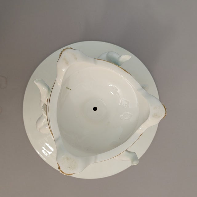 Turquoise Vintage Continental Porcelain Cherub Compote Tazza With Turquoise Ground For Sale - Image 8 of 8