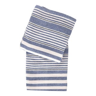 Dash & Albert by Annie Selke Rugby Stripe Denim Throw For Sale