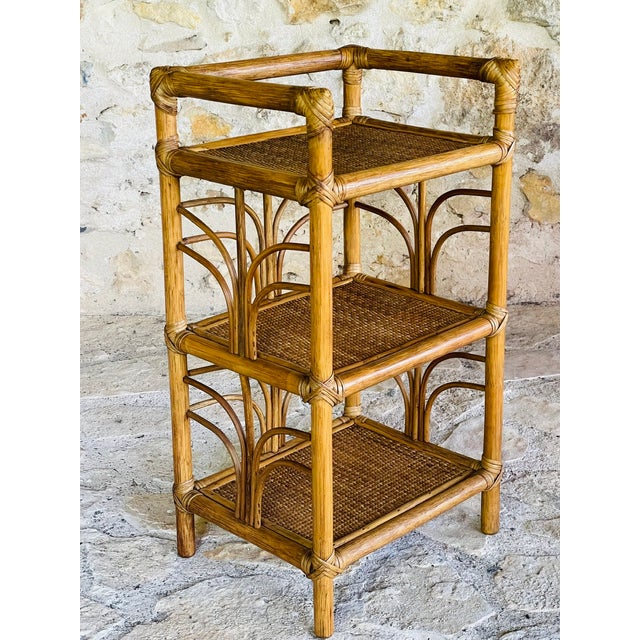 Vintage Bamboo and Rattan Three-Tier Shelf, 1970s For Sale - Image 18 of 18