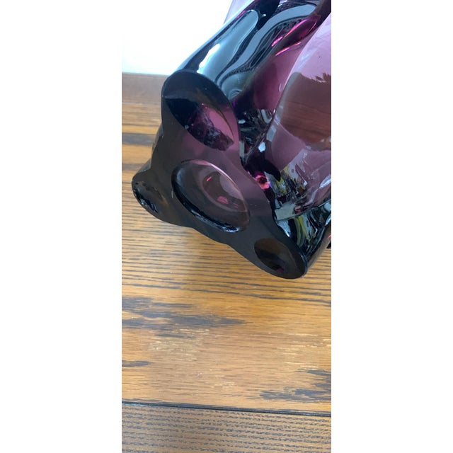 Glass Vintage Amethyst Art Glass Sculptural Vase For Sale - Image 7 of 7