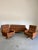 Mid Century Caramel Leather and Beech Swivel Chairs, Baseball Glove Stitching, 2 Pieces For Sale - Image 4 of 10