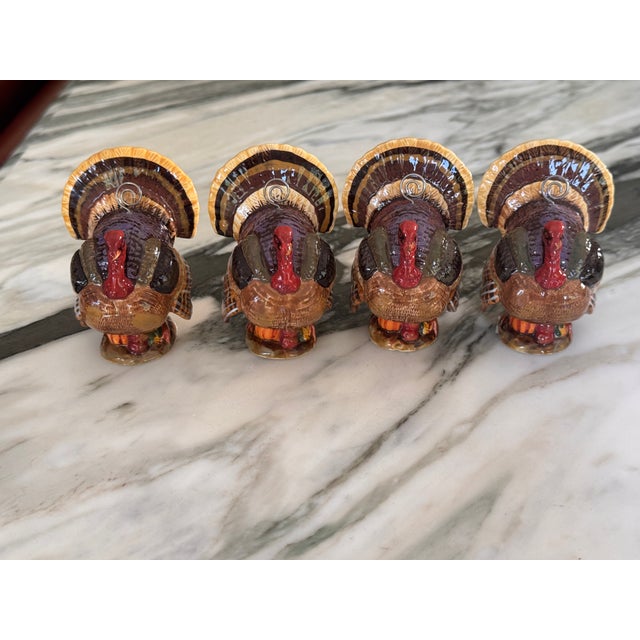 Vintage Porcelain Turkey Motif Place Card Holders - Set of 8 For Sale - Image 10 of 13