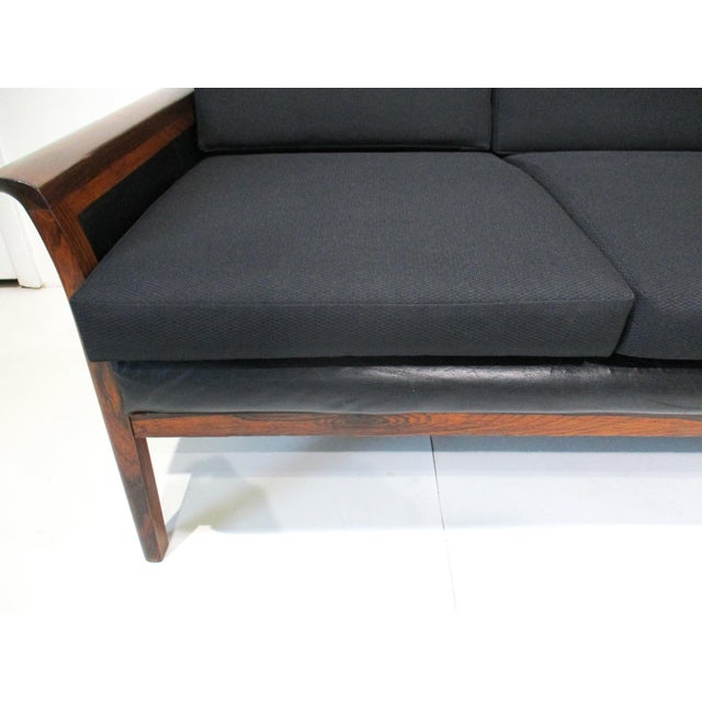 Mid 20th Century Knut Saeter Rosewood Upholstered Sofa for Hans Olsen Norway For Sale - Image 5 of 13
