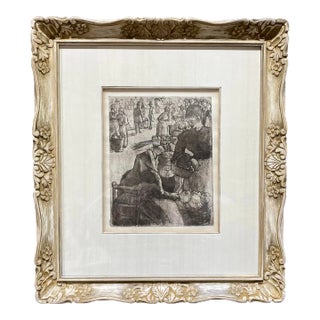 After Camille Pissarro Art Framed Signed Cleveland Ohio Info Tag on Back For Sale