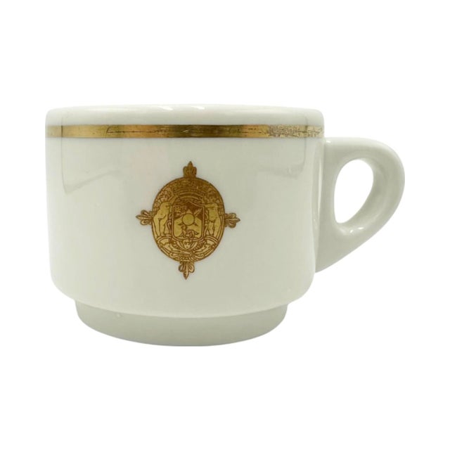 Mid 20th Century San Domenico Palace Taormina Italy Hotel Demitasse Cup & Saucer White Lotus For Sale - Image 10 of 12
