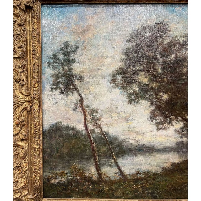 Green 19th Century French Landscape Painting Signed Corot in Original Giltwood Frame For Sale - Image 8 of 18