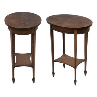 Early 20thC Hepplewhite Style Oval Tables; A Pair For Sale