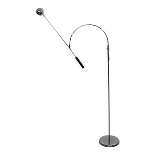 Mid Century Modern Robert Sonneman Adjustable Chrome Orbiter Floor Lamp For Sale