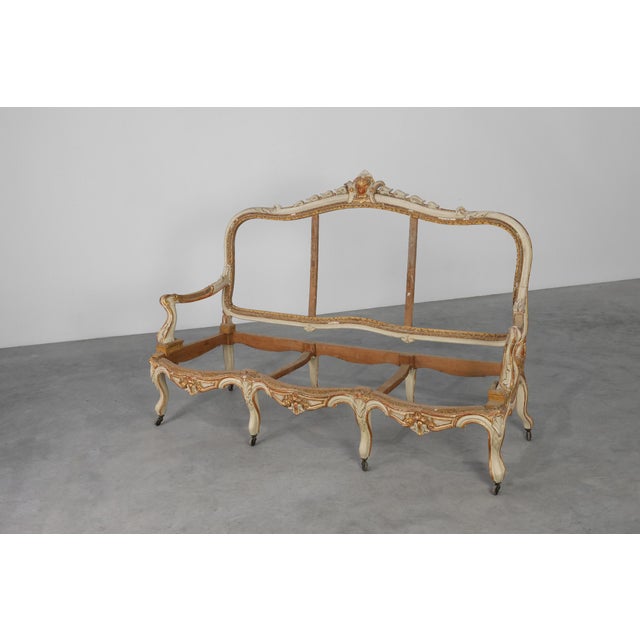 Antique French Louis XV Sofa in Carved Wood, 1800s For Sale - Image 13 of 17