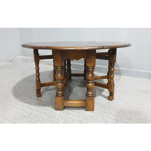Brown Oval Oak Coffee Table For Sale - Image 8 of 10