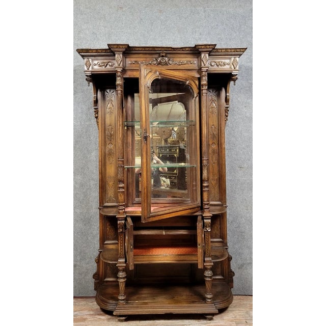 Renaissance-Style Bookcase in Carved Oak, 1850 For Sale - Image 4 of 7