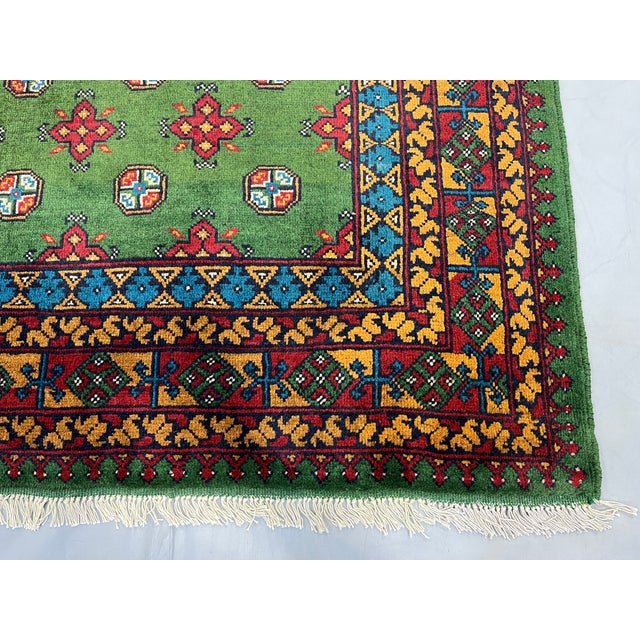 Green Turkmen Mori Gul Wool Area Rug, 5'7" X 7'7" For Sale - Image 10 of 14