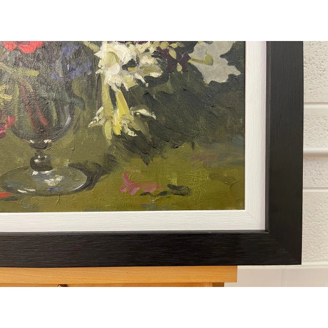John Whitlock Codner RWA, Still Life Oil Painting of Flowers in Glass Vase by 20th Century British Artist, 1977 For Sale - Image 4 of 13