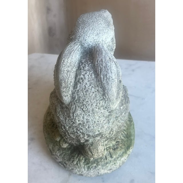 Light Gray Vintage Bunny Garden Statue With Moss For Sale - Image 8 of 12